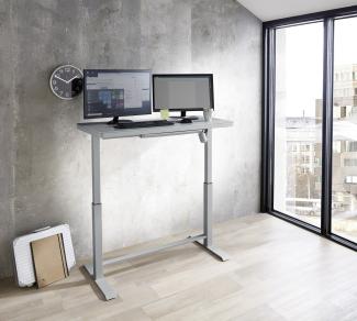 Schreibtisch >LIFT4HOME< (mit 2 USB-Ports) in grau aus Glas - 120x72x60 (BxHxT)