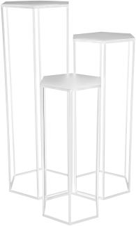 HOME DECO FACTORY Gigogne X3 Metall Weiß Tisch Konsole Sellette Möbel Eingangsbereich, 60x30x26 cm