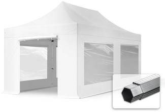 3x6 m Faltpavillon PROFESSIONAL Alu 40mm, Seitenteile mit Panoramafenstern, weiß