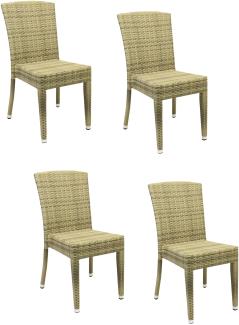 4x KONWAY® MAUI Stapelstuhl Elfenbein Polyrattan Garten Stühle Sessel stapelbar