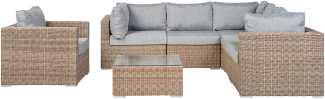 Lounge Set Linksseitig PE Rattan Hellbraun CONTARE