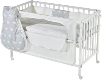 Roba Room Bed safe asleep 60x120 cm weiß, inkl. Ausstattung 'Sterne grau'