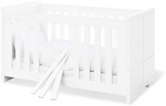 Pinolino 'Polar' Kombi-Kinderbett weiß, 70 x 140 cm, 3 Schlupfsprossen, höhenverstellbar, inkl. Umbauseiten