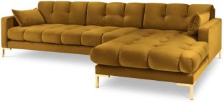 Micadoni 5-Sitzer Samtstoff Ecke rechts Sofa Mamaia | Bezug Yellow | Beinfarbe Gold Metal