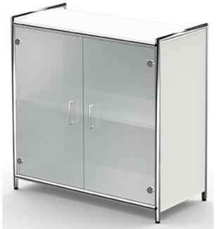Sideboard mit Glastüren Artline, 80x38x78cm, Weiß / Glas