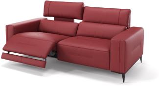 Sofanella 3-Sitzer TERAMO Ledercouch Relaxsofa Sofa in Rot M: 232 Breite x 101 Tiefe