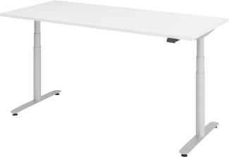 bümö® smarter Schreibtisch Serie-XDLR elektrisch höhenverstellbar mit App-Steuerung 180 x 80 cm in Weiß / Silber