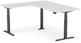 elektrisch höhenverstellbarer Schreibtisch L-SHAPE 200 x 170 x 60 - 90 cm - Gestell Schwarz, Platte Weiss