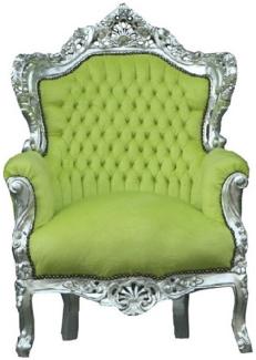 Casa Padrino Barock Sessel King Jadegrün / Silber 85 x 85 x H. 120 cm - Luxus Antik Stil Möbel