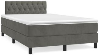 Boxspringbett mit Matratze & LED Dunkelgrau 120x190 cm Samt (Farbe: Grau)