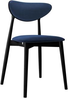 Esszimmerstuhl Bretoka C, Stuhl aus Buchenholz für Küche, Restaurant (Schwarz / Magic Velvet 2216)