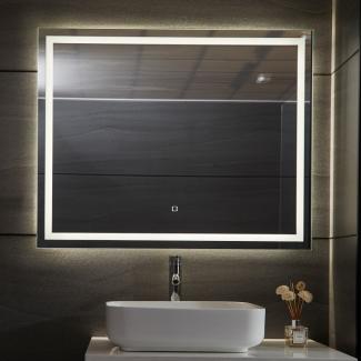 Aquamarin® LED Badspiegel - 100 x 80 cm, Beschlagfrei, Dimmbar, EEK A++, Energiesparend, mit Speicherfunktion