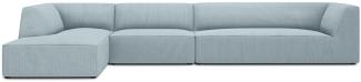 Micadoni 5-Sitzer Modular Ecke links Sofa Ruby | Bezug Light Blue | Beinfarbe Black Plastic