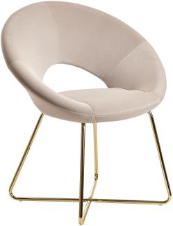 KADIMA DESIGN NETO Esszimmerstuhl aus Samt mit Metallbeinen und gepolsterter Sitzschale. Farbe: Beige