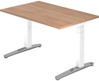 'XB12' Schreibtisch, C-Fuß, poliert, 120x80cm, Nussbaum / Weiß