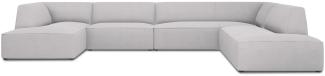 Micadoni 7-Sitzer Panorama Ecke rechts Sofa Ruby | Bezug Light Grey | Beinfarbe Black Plastic