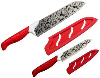 Genius - Magic Cut Universal Messer Set rot Kochmesser Küchenmesser 21334