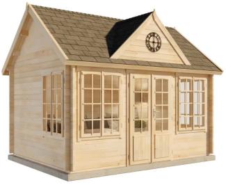 Alpholz Gartenhaus CLOCKHOUSE® 70 Royal ISO Gartenhaus aus Holz Holzhaus mit 70 mm Wandstärke Blockbohlenhaus mit Montagematerial