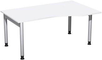 PC-Schreibtisch '4 Fuß Pro' rechts, höhenverstellbar, 160x100cm, Weiß / Silber