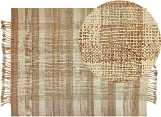 Teppich Jute sandbeige 140 x 200 cm geometrisches Muster Kurzflor BERISSA