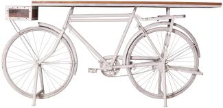 Sit Möbel Stehtisch aus recyceltem Fahrrad L = 190 x B = 41 x H = 95 cm weiß, Holz bunt