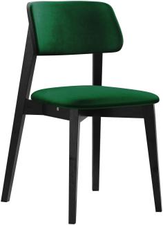 Esszimmerstuhl Taskir C, Stuhl aus Buchenholz für Küche, Restaurant (Schwarz / Magic Velvet 2225)
