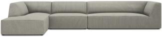 Micadoni 5-Sitzer Modular Ecke links Sofa Ruby | Bezug Light Grey | Beinfarbe Black Plastic