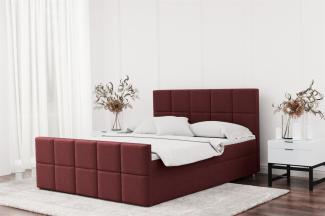 Boxspringbett Schlafzimmerbett JOST 140x200cm in Stoff Matt Velvet Weinrot