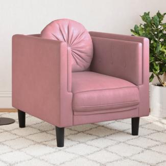 Sessel mit Kissen Rosa Samt (Farbe: Rosa)