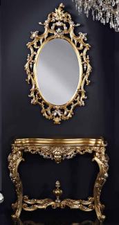 Casa Padrino Luxus Barock Spiegelkonsole Gold / Silber - Prunkvolle Barock Konsole mit Wandspiegel - Barock Hotel & Schloß Möbel - Luxus Qualität - Made in Italy