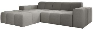 Juskys Sofa Merano Links - Ecksofa 3 Sitzer, Wohnzimmer Couch, in L Form, kleine Eckcouch, mit Ottomane, 245 cm breit - Boucle-Gewebe, Grau