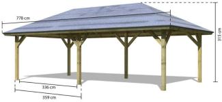 Pavillon-Set Holm 2 mit Rechteckschindeln schwarz, 359x707 cm CLASSIC kdi, Karibu