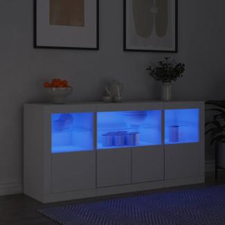 vidaXL Sideboard mit LED-Leuchten Weiß 142,5x37x67 cm