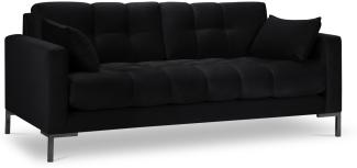 Micadoni 3-Sitzer Samtstoff Sofa Mamaia | Bezug Black | Beinfarbe Black Metal