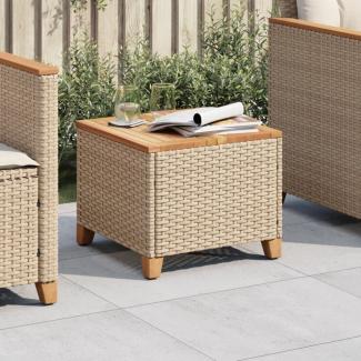 vidaXL Gartentisch Beige 45x45x37 cm Poly Rattan Akazienholz