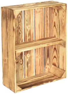 CHICCIE 3 Set Holzregal Schmalhanz 50x40x15cm - Hell Geflammt 1x Kurzes Regal