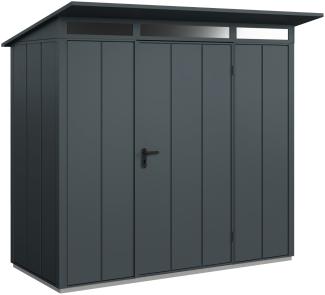 Hörmann Metall-Gerätehaus Berry Modern mit Pultdach Typ 1, 248 x 153 cm, anthrazitgrau, 3,8 m²,1-flüglige Tür