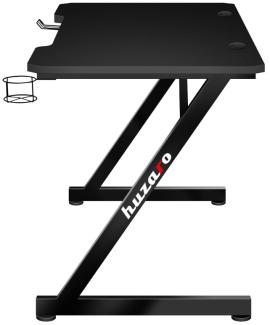 Huzaro Hero 2. 5 Gaming Tisch Schreibtisch Computertisch Tischplatte mit Carbon Flex-Beschichtung 120cm x 60cm Kopfhörerhaken Getränkehalter 2 Öffnungen für Kabel, Schwarz