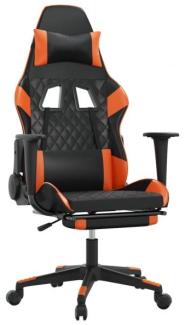 Gaming-Stuhl mit Massage & Fußstütze Schwarz Orange Kunstleder, Drehbar [345528]