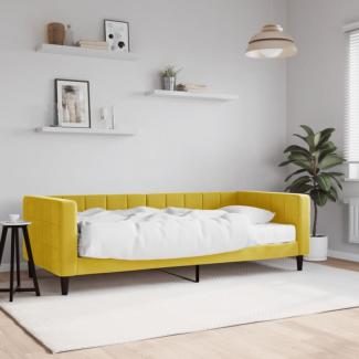 Tagesbett mit Matratze Gelb 90x200 cm Samt (Farbe: Gelb)