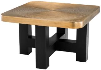 Casa Padrino Luxus Couchtisch Messingfarben / Schwarz 64 x 64 x H. 40 cm - Luxuriöser Wohnzimmertisch mit Tischplatte im Baumscheiben Design - Luxus Wohnzimmermöbel