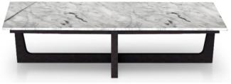 Casa Padrino Luxus Couchtisch Weiß / Schwarz 150 x 85 x H. 39 cm - Rechteckiger Wohnzimmertisch mit hochwertiger italienischer Calacatta Marmor Tischplatte - Luxus Wohnzimmer Möbel