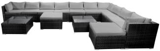 BRAST Gartenmöbel Lounge Sofa Couch Set Dreams Schwarz Poly-Rattan für 11 Personen