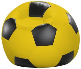 Sitzsack Sitzkissen FUSSBALL gelb-schwarz Kunstleder 90 x 90 x 90 cm