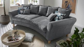 Megasofa Sofa CORDULA Couch halbrund mit Kissen in grau