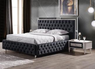 Casa Padrino Luxus Schlafzimmer Set Dunkelgrau / Weiß - 1 Doppelbett mit Kopfteil & 2 Nachttische - Schlafzimmer Möbel - Luxus Kollektion