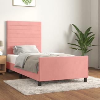 Bettgestell mit Kopfteil Rosa 90x190 cm Samt (Farbe: Rosa)