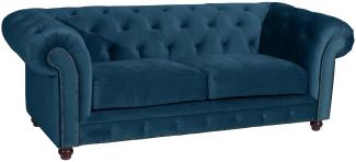 Sofa 2,5-Sitzer Kathe Bezug Samtvelours Buche nussbaum dunkel / petrol 22487