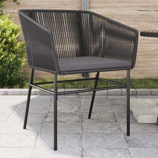 vidaXL Gartenstühle 2 Stk. mit Kissen Schwarz Poly Rattan