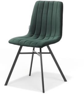 Dex Stuhl mit Stoff Velours Grün und Fußgestell Metall Schwarz